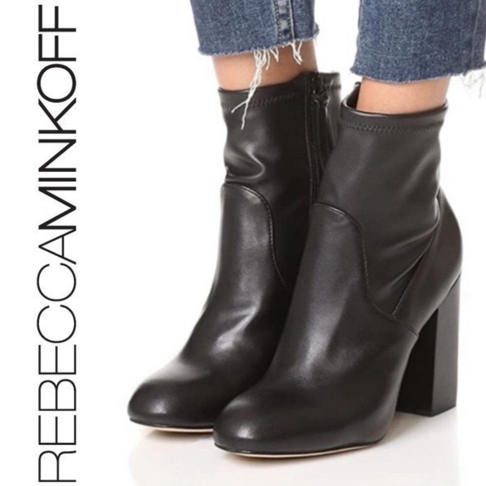 { Rebecca Minkoff } : “Bojana” Ankle Boots in Black Patent